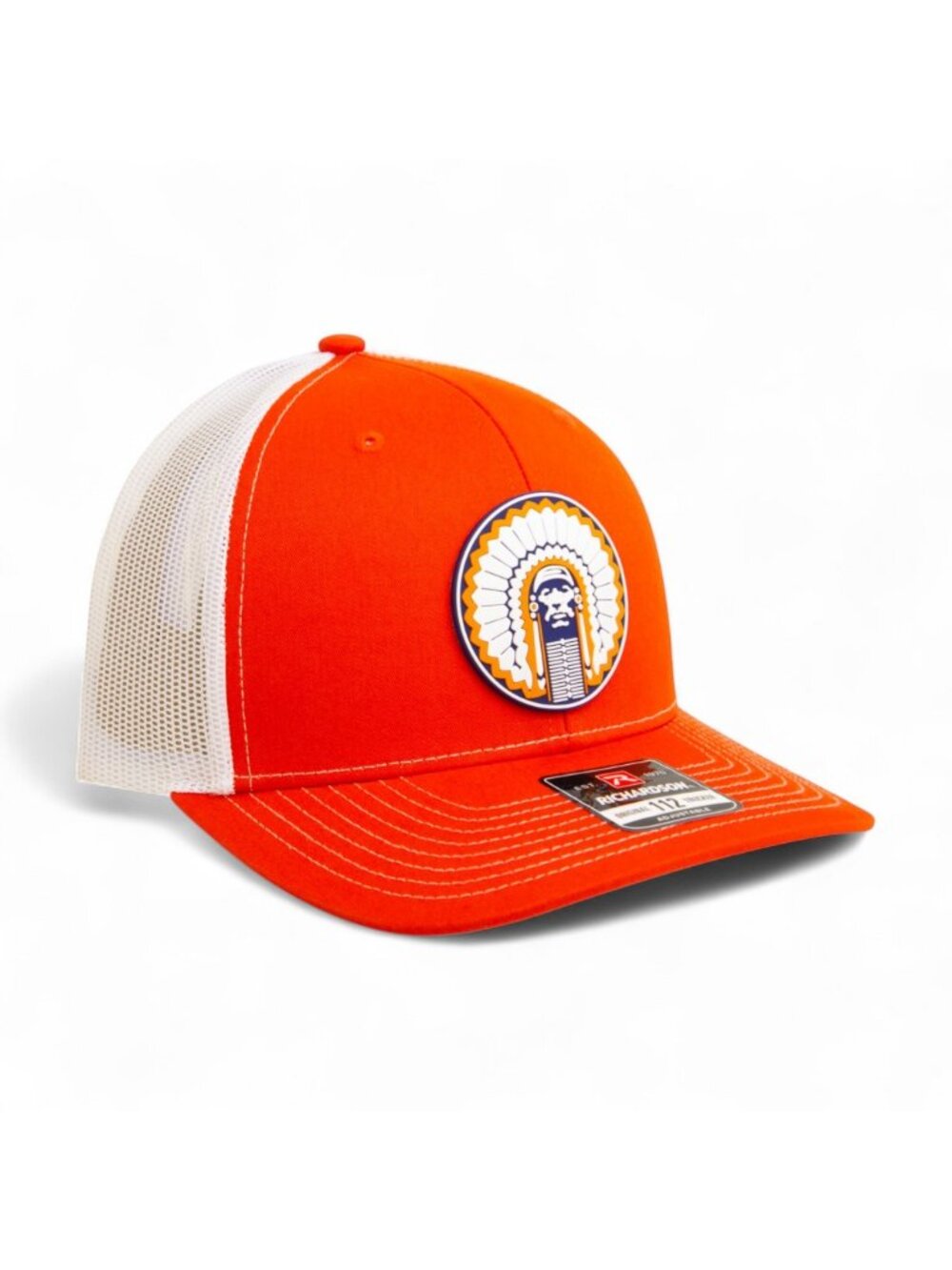 Illinois Fighting Illini Chief Illiniwek 3D Snapback Trucker Hat- Orange/ White - Picture 2 of 3